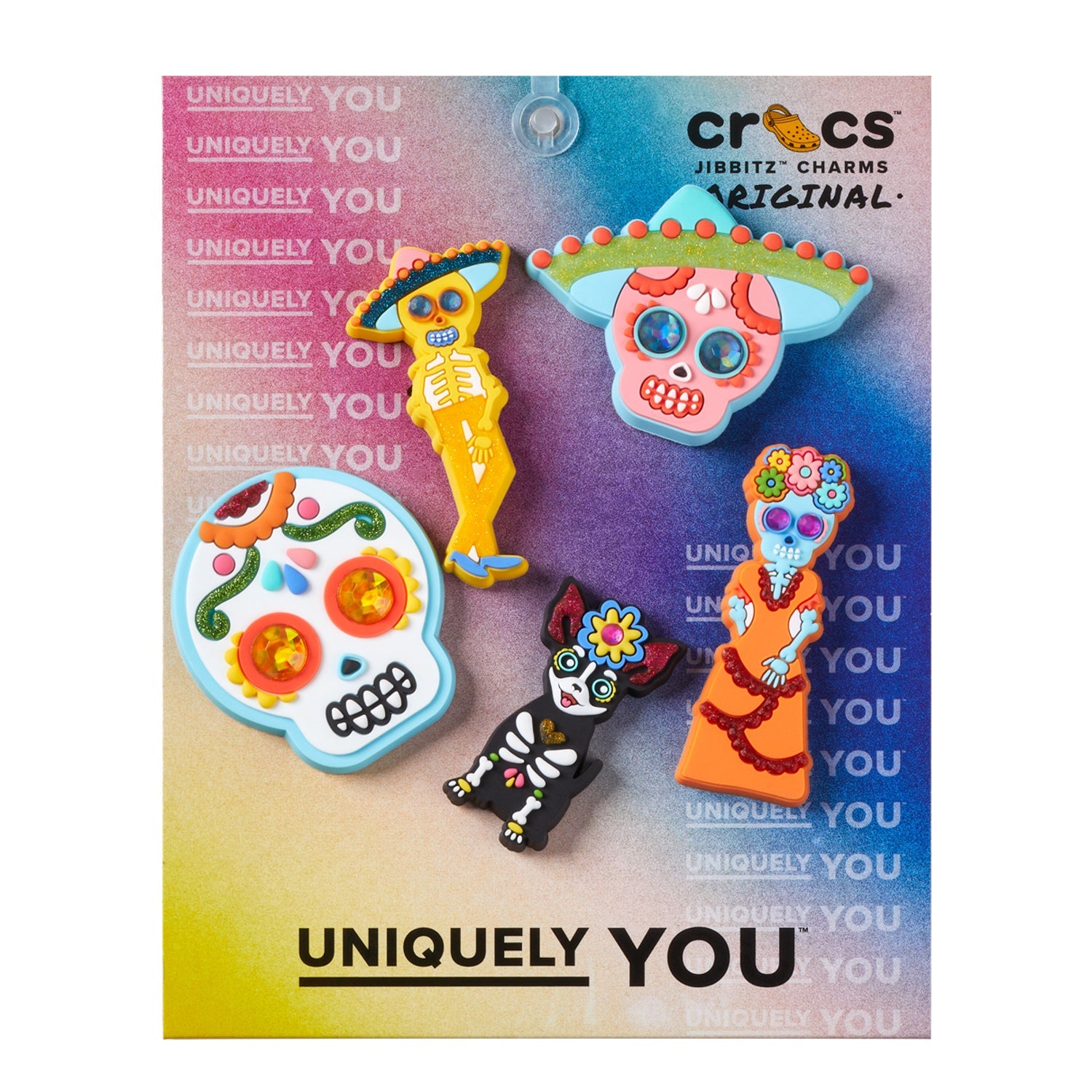 Crocs Dia de Muertos Catrina Oversized 5 Pack Jibbitz - Comfortable Lightweight Slip-On Clogs Shoes Unisex Non-Slip Waterproof