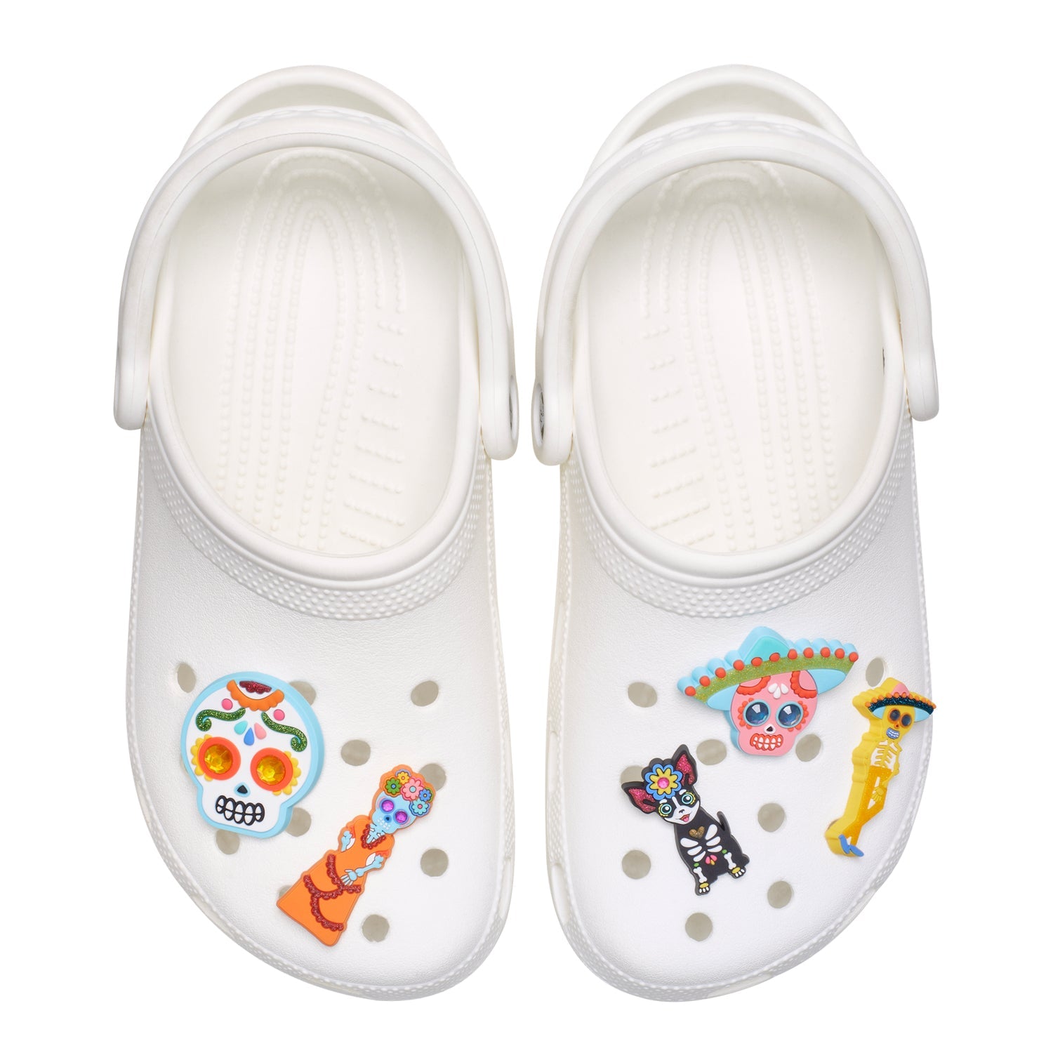 Crocs Dia de Muertos Catrina Oversized 5 Pack Jibbitz - Comfortable Lightweight Slip-On Clogs Shoes Unisex Non-Slip Waterproof