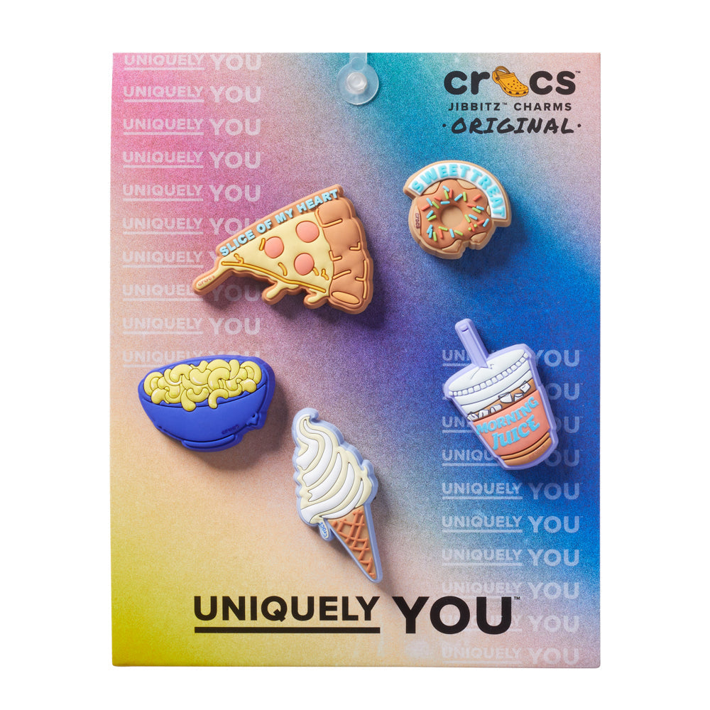 Crocs Funny Foods 5 Pack Jibbitz - Comfortable Lightweight Slip-On Clogs Shoes Unisex Non-Slip Waterproof