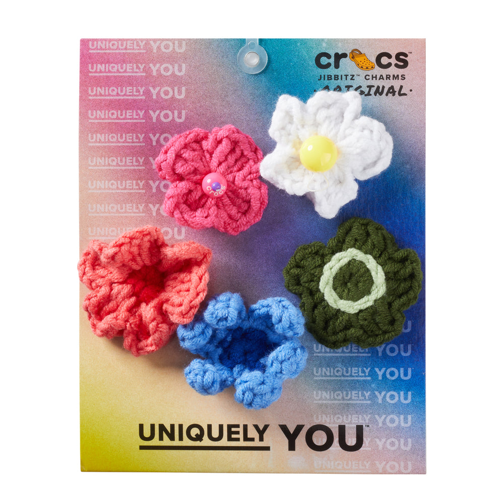 Crocs Crochet Floral Mix 5 Pack Jibbitz - Comfortable Lightweight Slip-On Clogs Shoes Unisex Non-Slip Waterproof
