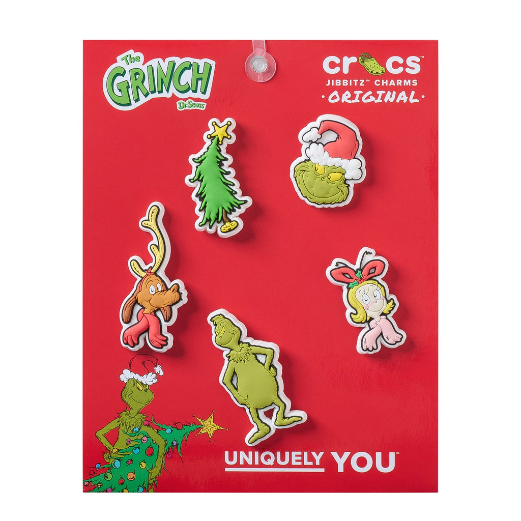 Crocs The Grinch 5 Pack Jibbitz - Comfortable Lightweight Slip-On Clogs Shoes Unisex Non-Slip Waterproof