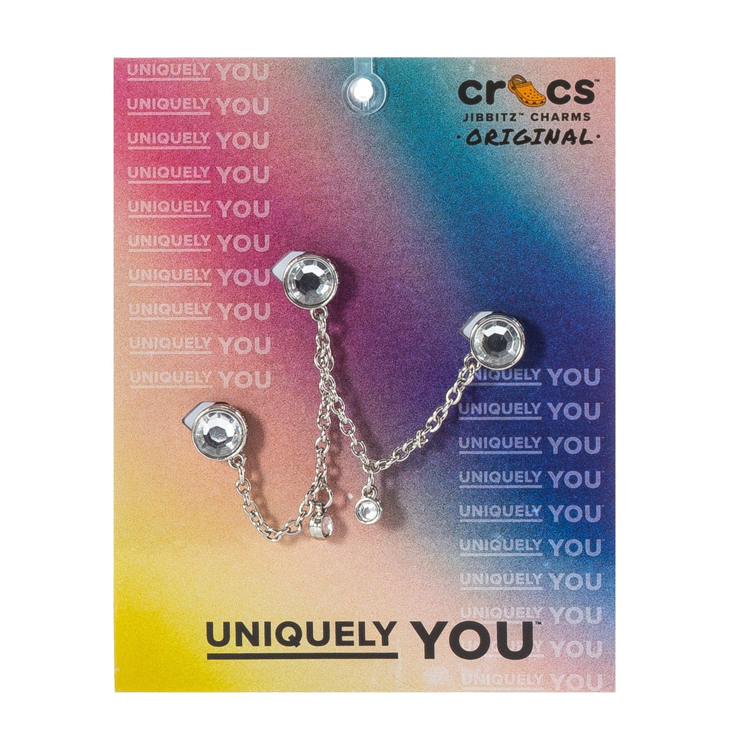 Crocs Silver Metal Triple Gem Chain - Comfortable Lightweight Slip-On Clogs Shoes Unisex Non-Slip Waterproof