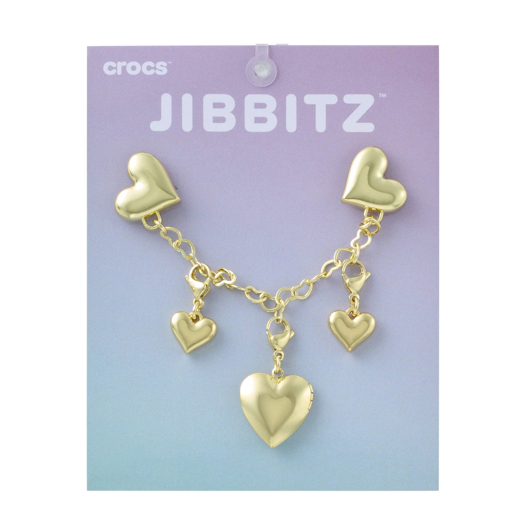 Crocs Gold Metal Heart Chain - Comfortable Lightweight Slip-On Clogs Shoes Unisex Non-Slip Waterproof