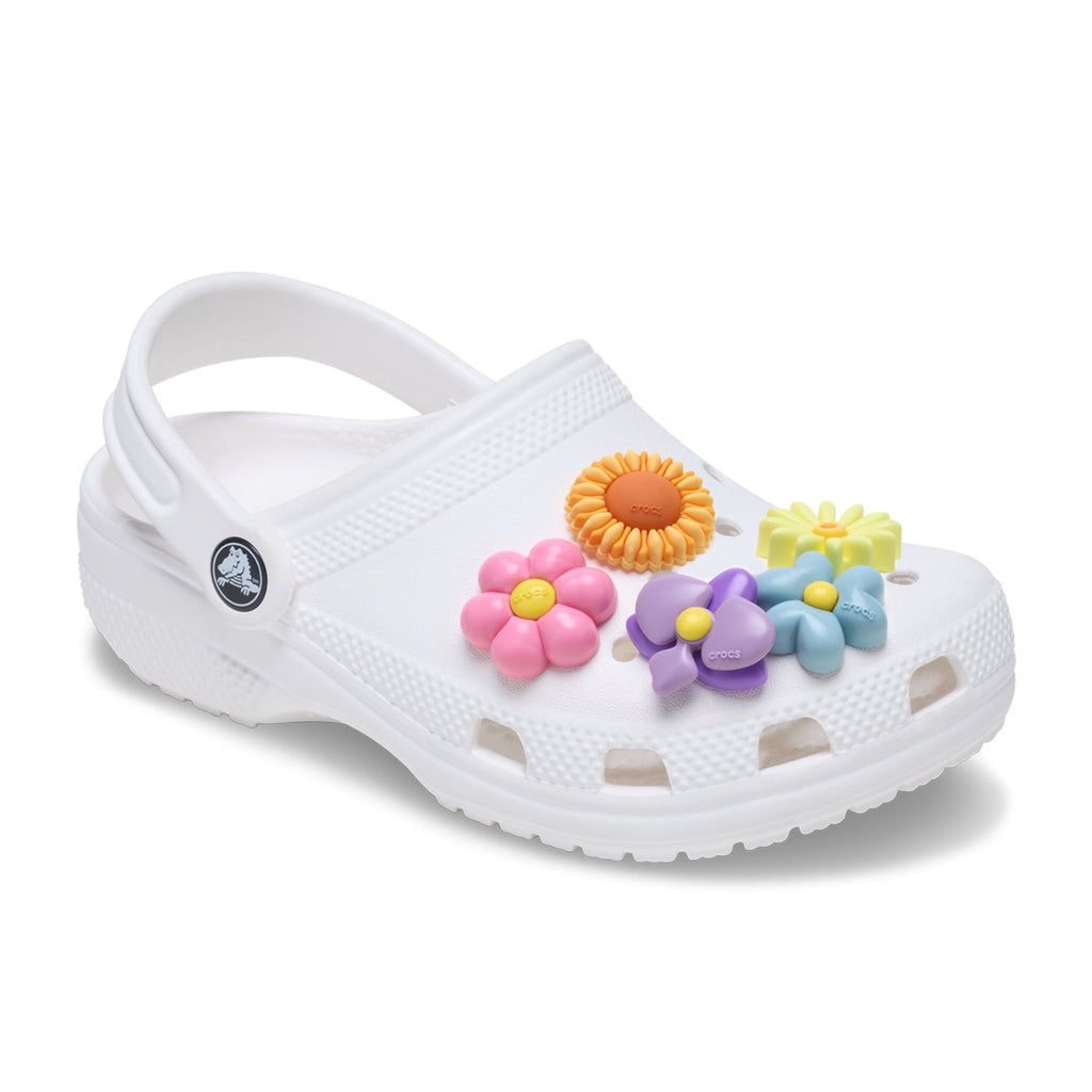 Crocs Puffy Flowers 5 Pack Jibbitz - Comfortable Lightweight Slip-On Clogs Shoes Unisex Non-Slip Waterproof