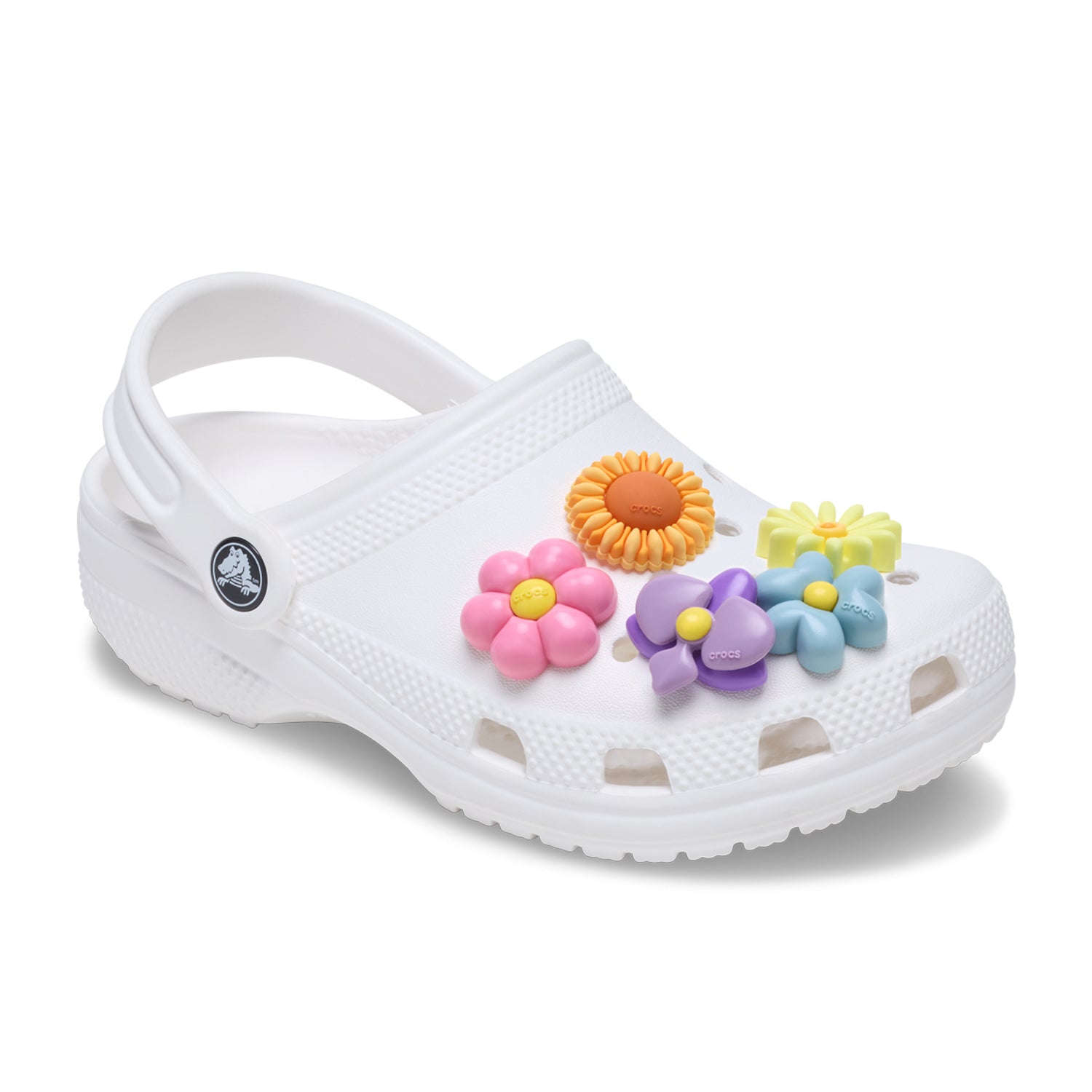 Crocs Puffy Flowers 5 Pack Jibbitz - Comfortable Lightweight Slip-On Clogs Shoes Unisex Non-Slip Waterproof