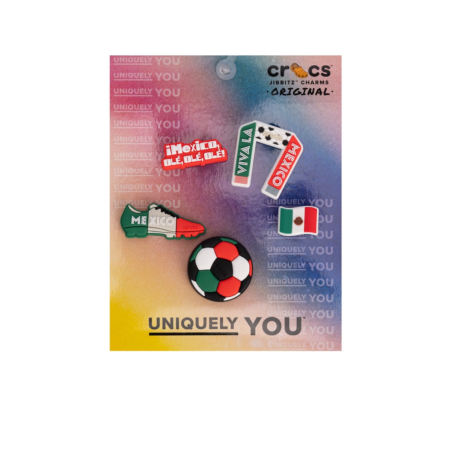 Crocs Mexican Soccer Fan 5 Pack Jibbitz - Comfortable Lightweight Slip-On Clogs Shoes Unisex Non-Slip Waterproof