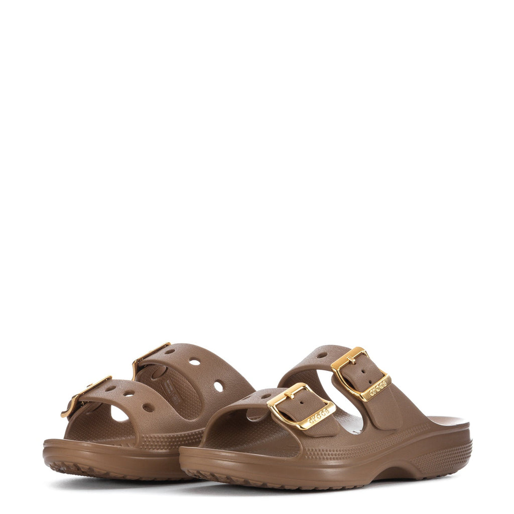 Crocs Saturday Metallic Buckle Sandal - Womens - Comfortable Lightweight Slip-On Clogs Shoes Unisex Non-Slip Waterproof