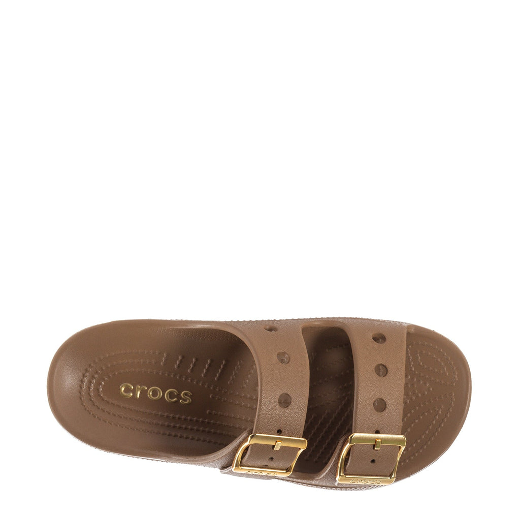 Crocs Saturday Metallic Buckle Sandal - Womens - Comfortable Lightweight Slip-On Clogs Shoes Unisex Non-Slip Waterproof